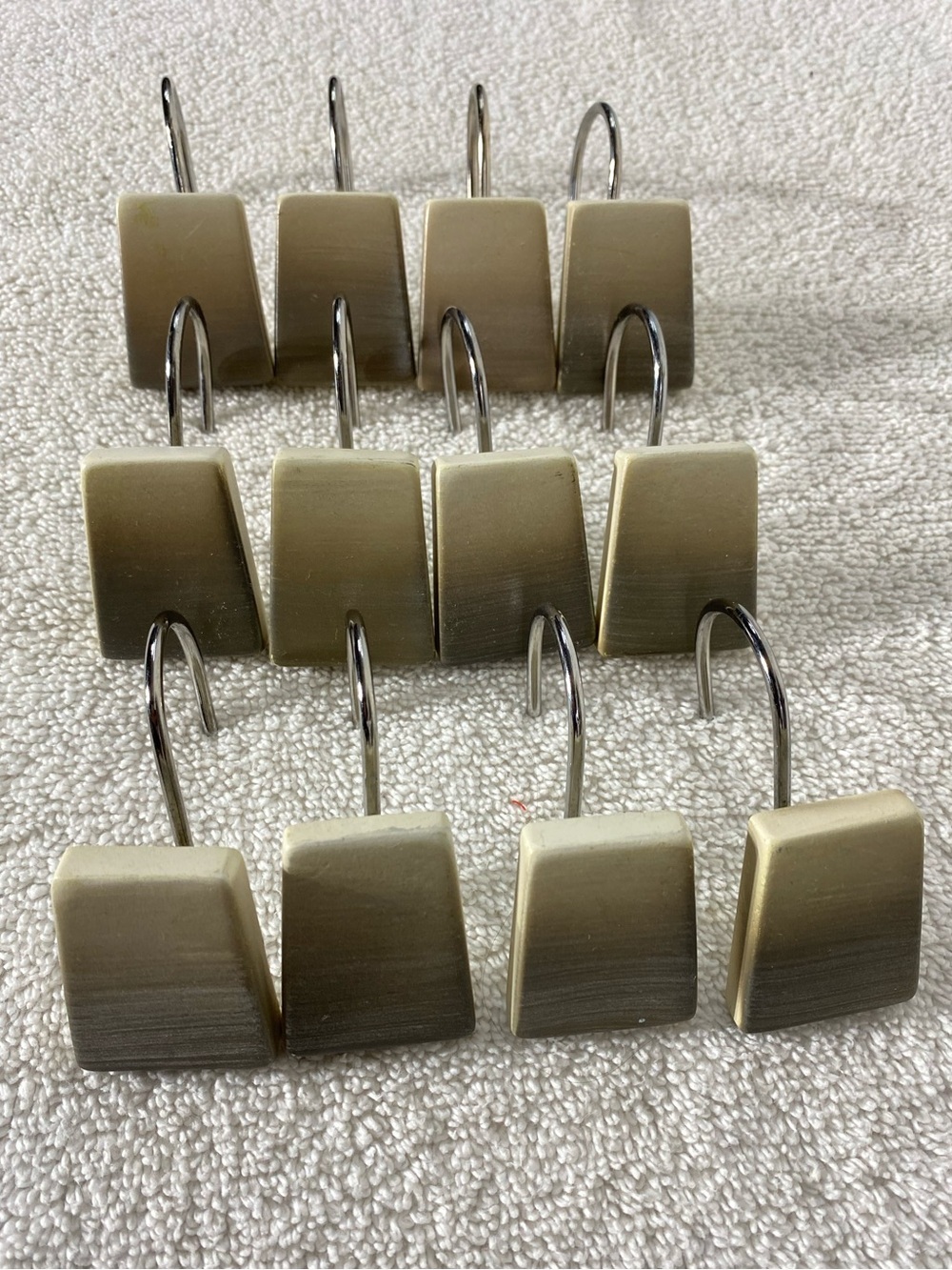5/$35 Brushed Beige Taupe Ombré Shower Curtain Hooks 12pcs